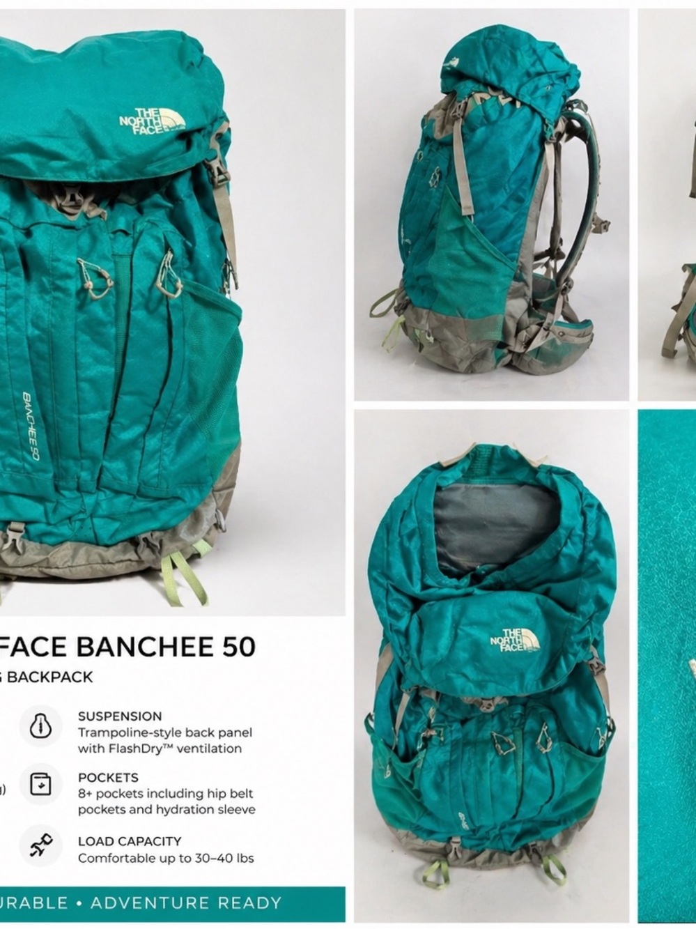 The North Face Teal and Gray Hiking Backpack
